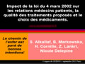 Impact de la loi du 4 mars 2002 sur les relations médecins patients, la qualité des traitements proposés et le choix des médicaments.